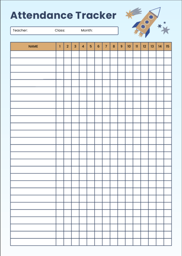 Attendance Tracker – Printable Classroom Organizer