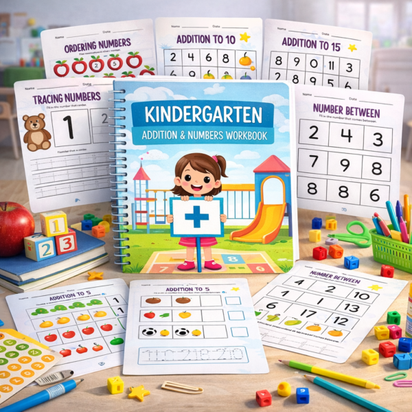 Kindergarten Addition & Numbers Workbook
